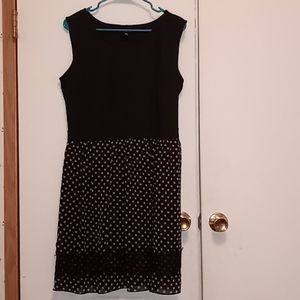 Black and tan polka dot cocktail dress
